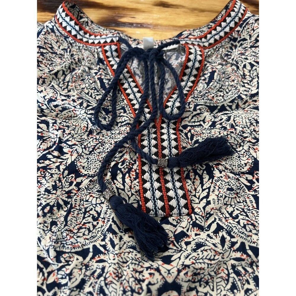 DANIEL RAINN Women Size Small Front Tassel Tie Top Sleeveless Shirt Boho Peasant - Picture 8 of 8